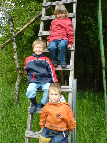 Kinder auf der Leiter